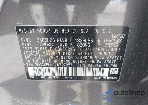 2020 Honda Fit Lx from USA, damaged, VIN 3HGGK5H41LM727857